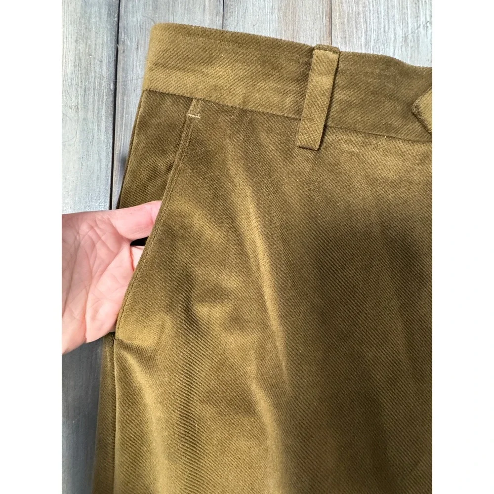 Vintage Barry Bricken Brown Green Soft Faux Corduroy Tailored Trousers 34 x 32